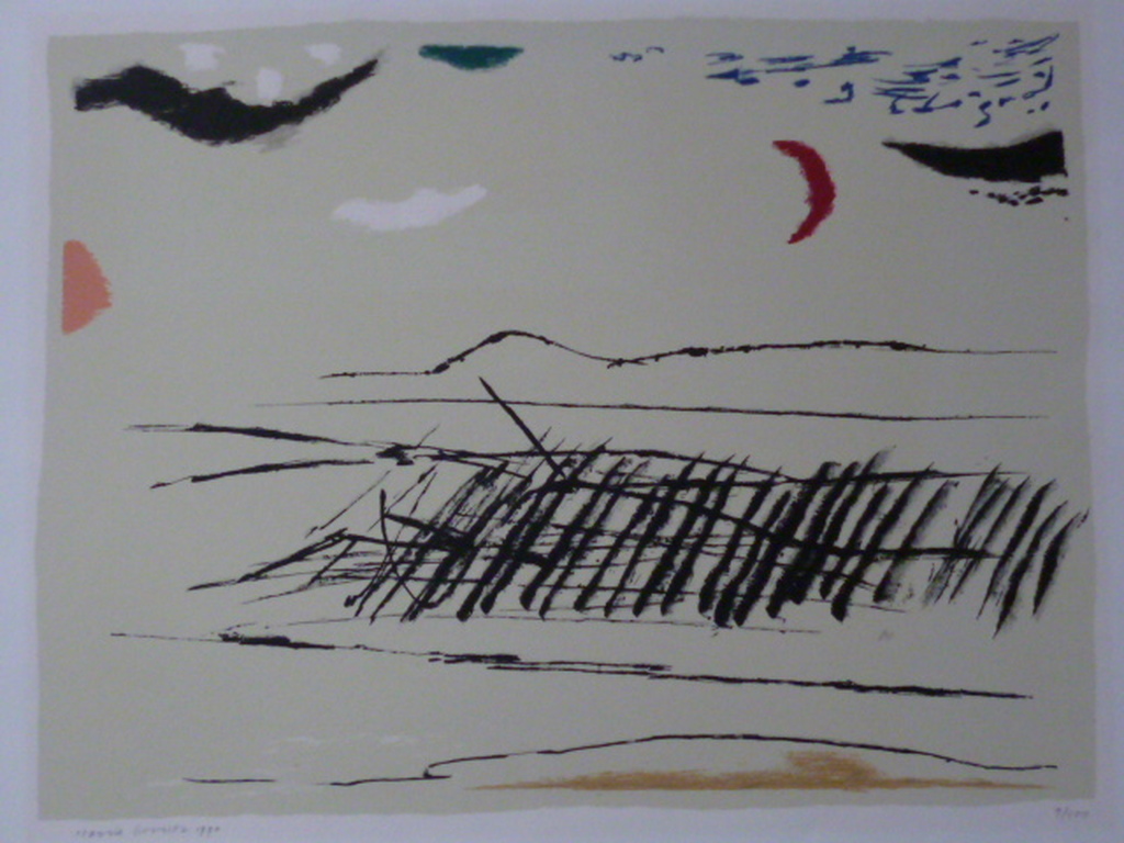 Harrie Gerritz - kleurenlitho - Landschap verkocht voor € 35!