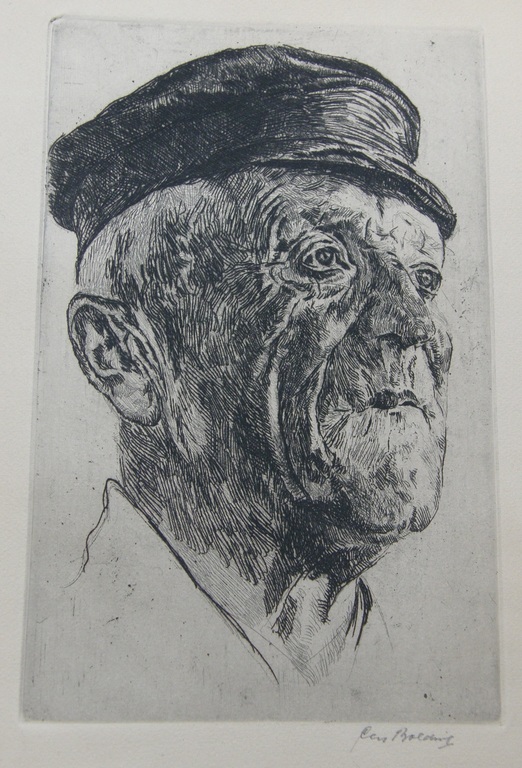 Cees Bolding: ets Volendamse visser, potlood gesigneerd kopen? Bied vanaf 34!