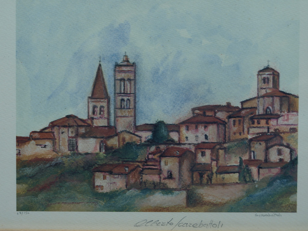 ALBERTO SCARABATTOLI - Litho – Dorpje – Gesigneerd en ingelijst  kopen? Bied vanaf 1!