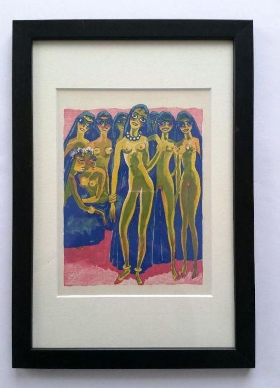 Kees van Dongen, Originele houtgravure uit 1955-"les voiles bleus" verkocht voor € 100!