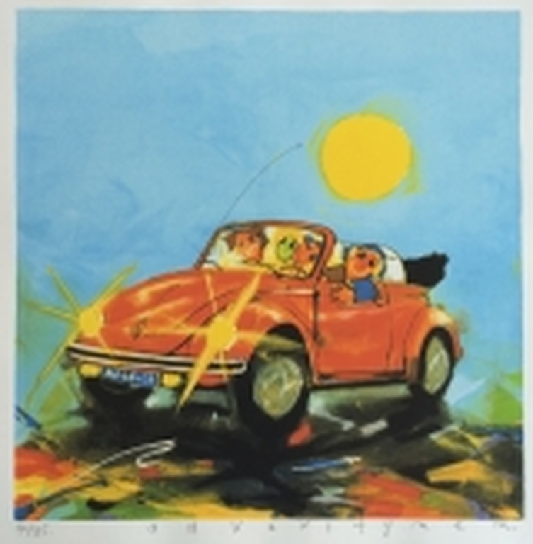 Ad Verstijnen, zeefdruk op papier in aluminium lijst, Titel  verkocht voor € 110!