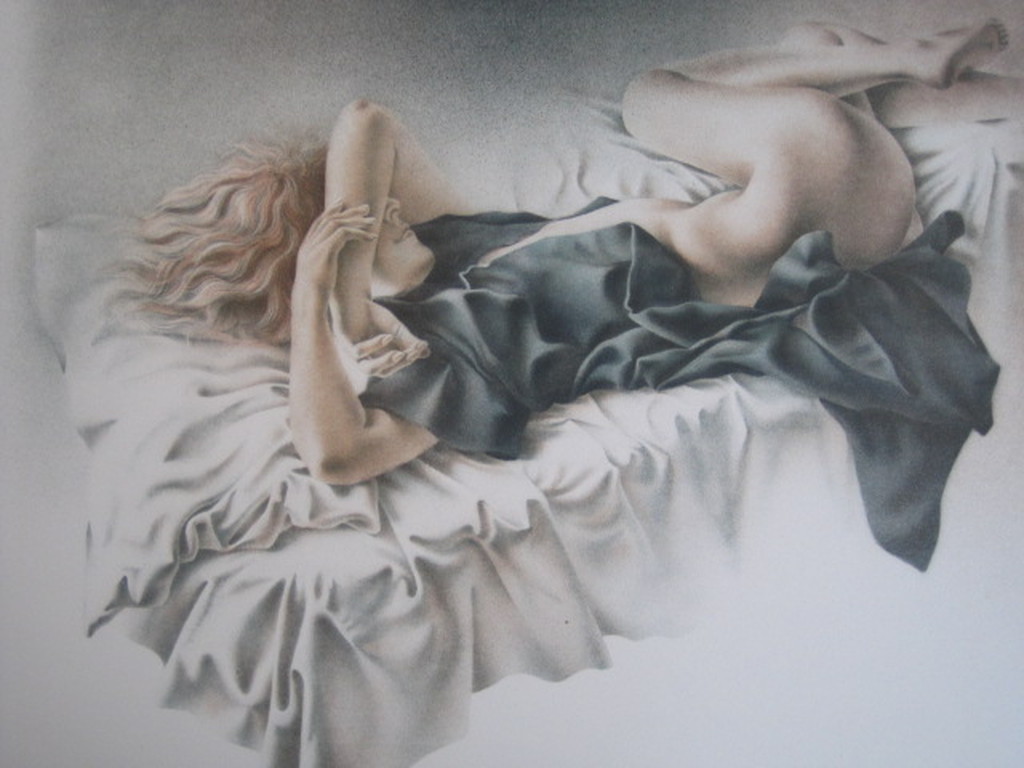 Zeldzaam mooi handgesign. Poen de Wijs (1948-2014) Litho "Awakening" 1966  verkocht voor € 65!