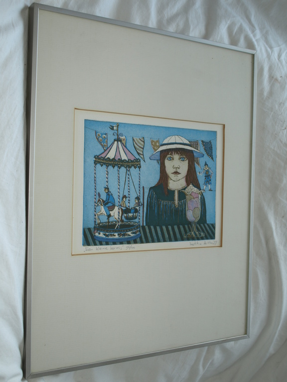 Laetitia de Haas (1948)–Kleurents–Een kleine kermis–Gesigneerd & ingelijst-1977 kopen? Bied vanaf 75!