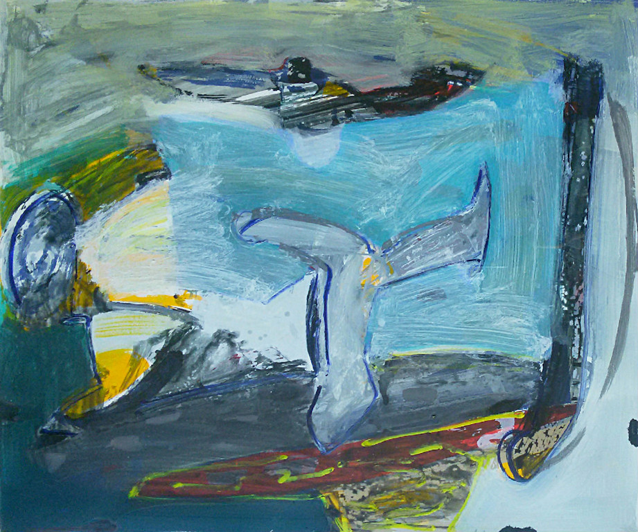 Piet Warffemius - Abstract, acrylverf op papier (mooi ingelijst, groot) verkocht voor € 250!