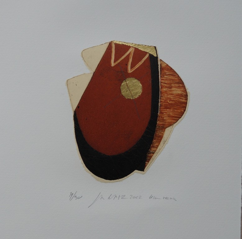 Jan Naezer - gesigneerde etscollage met bladgoud kopen? Bied vanaf 22!