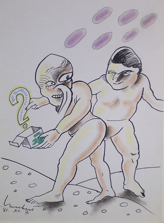 Lucebert, gemende techniek, zonder titel kopen? Bied vanaf 225!