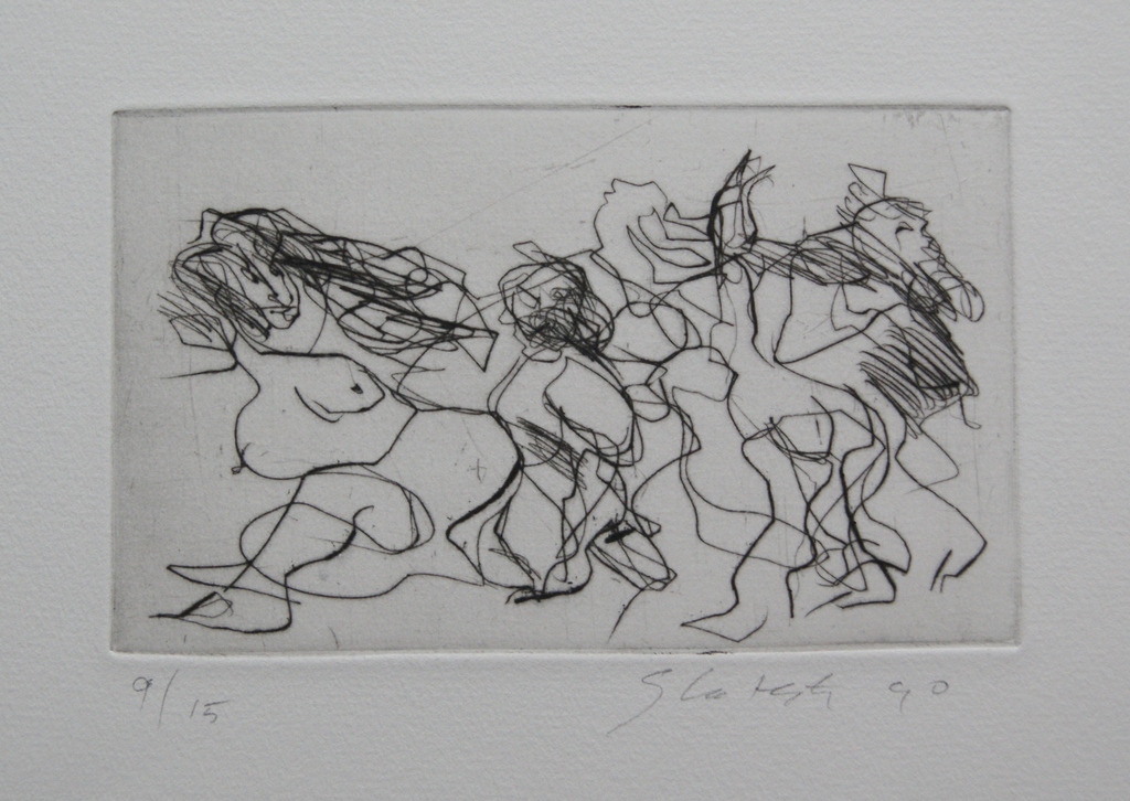 Ger Lataster figuratieve ets 'zonder titel' - 1990. verkocht voor € 320!