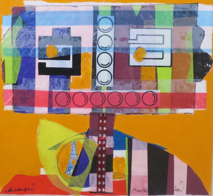 Meertje Kaal: Olieverf en collage op karton, De zanger - Ingelijst kopen? Bied vanaf 1!