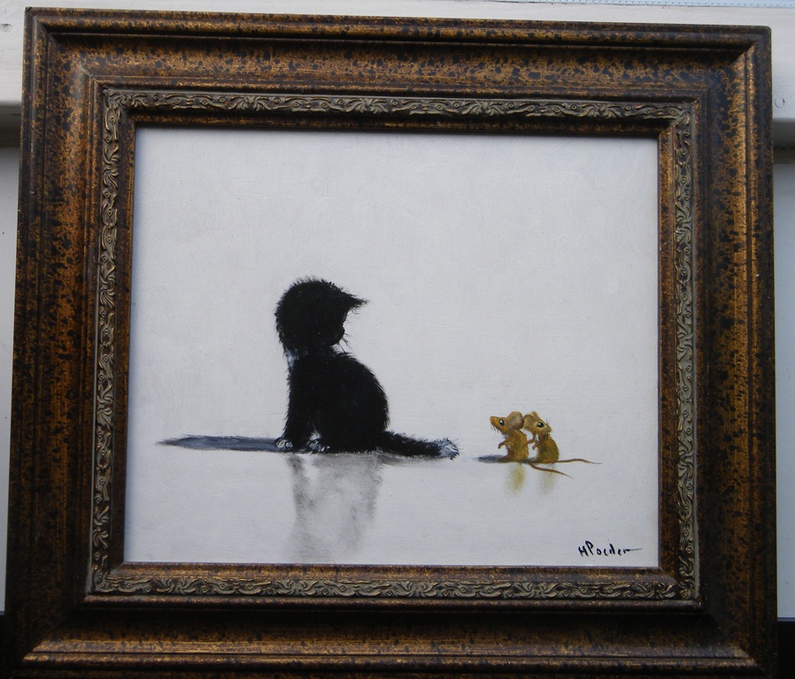 henk poeder olieverf op painterboard kitten met muizen kopen? Bied vanaf 69!