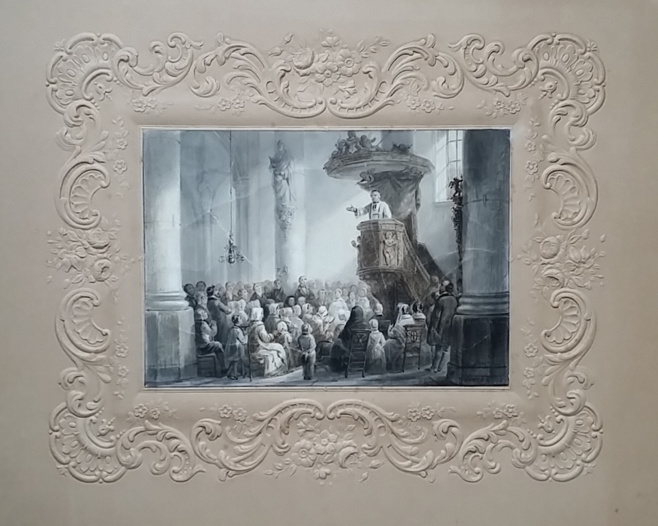 Tetar van Elven - Aquarel op papier - kerkinterieur kopen? Bied vanaf 180!