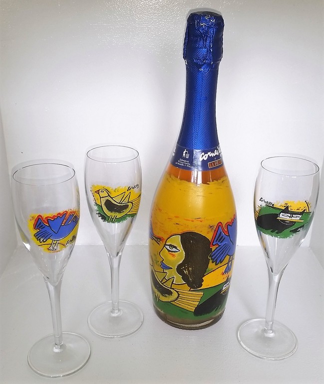 Corneille - Corneille - Fles Vino Spumante Brut met 3 flutes kopen? Bied vanaf 40!