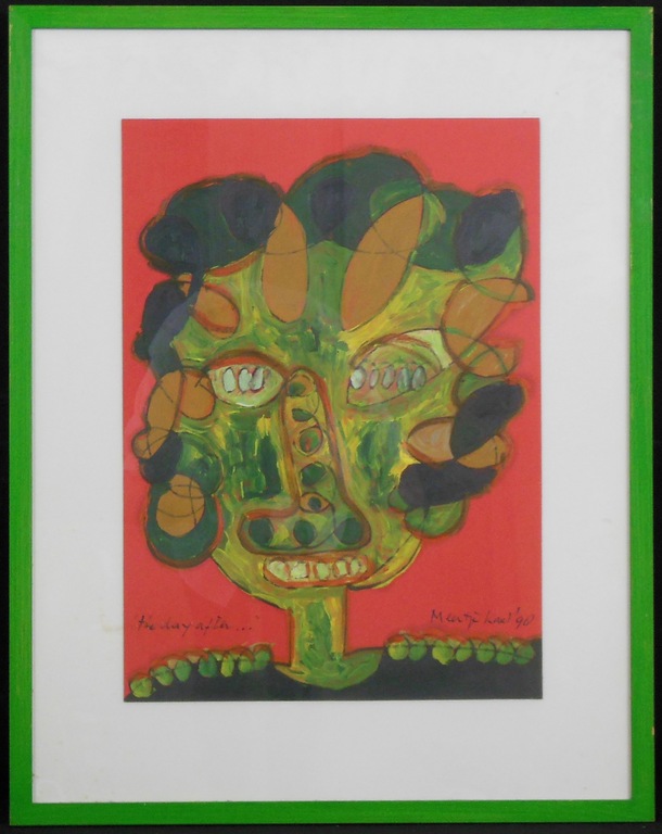 Meertje Kaal: Acryl op papier, The day after... - Ingelijst verkocht voor € 50!