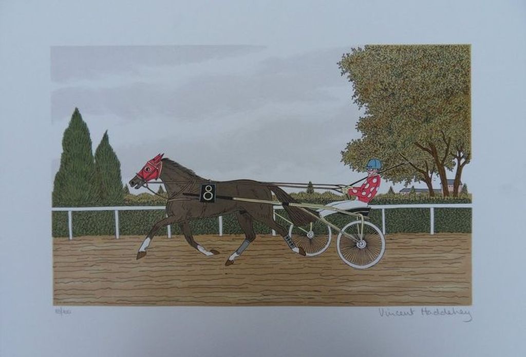 VINCENT HADDELSEY(1934-2010)  DE PAARDENRACES  Litho  Handgesigneerd kopen? Bied vanaf 125!