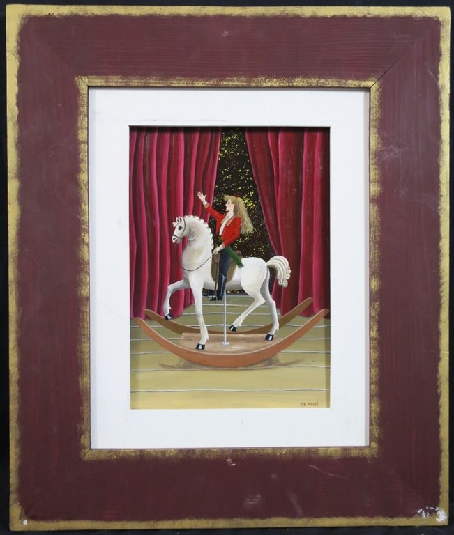 Carole B. Perret: Olieverf op board, Stalmeester - Ingelijst verkocht voor € 100!