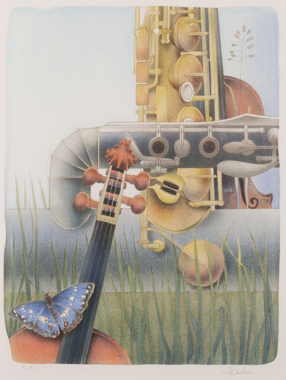 Ernst Hanke - Ernst Hanke: Litho, Wassermusik II - Ingelijst kopen? Bied vanaf 20!