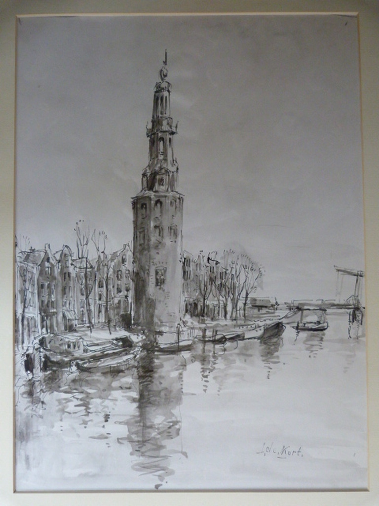 Montelbaanstoren te Amsterdam - tekening/aquarel. kopen? Bied vanaf 1!