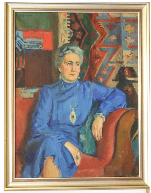 Bob Buys (1912-1970), olieverf op doek, dame in blauwe japon kopen? Bied vanaf 175!