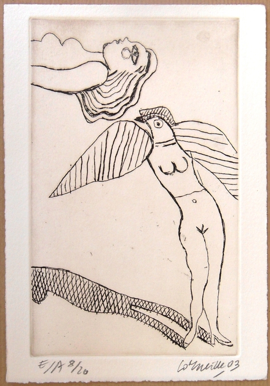 Corneille  Vogelvrouw  gravure verkocht voor € 85!