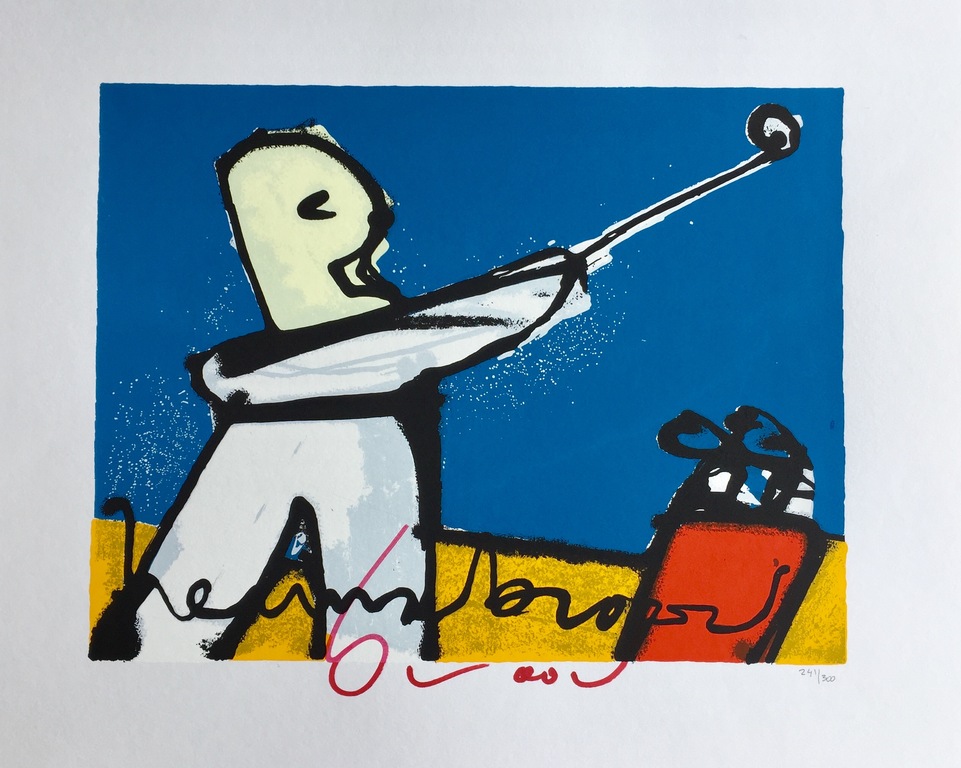 Herman Brood - Originele Handgesigneerde Zeefdruk: "Golfer" verkocht voor € 96!