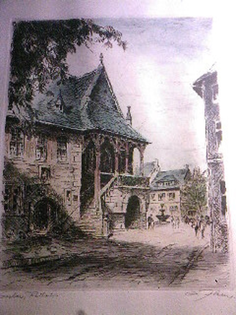  Rathaus in Goslar  BRD   Litografie ingekleurd kopen? Bied vanaf 75!