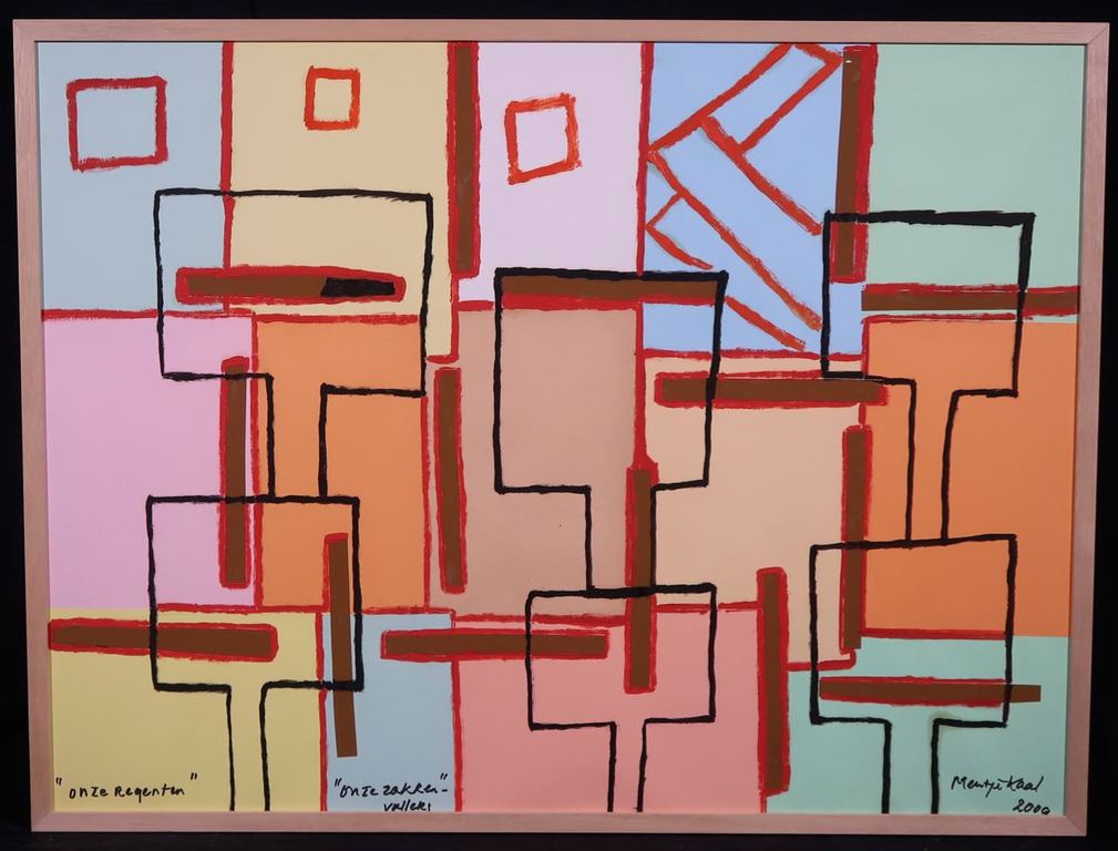 Meertje Kaal: Olieverf en collage op papier, Onze regenten... - Ingelijst kopen? Bied vanaf 1!