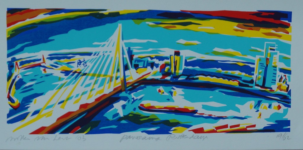 Willem van Hest - gesigneerde zeefdruk - panorama Rotterdam kopen? Bied vanaf 1!