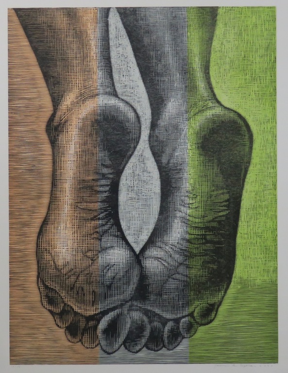 Jacomijn den Engelsen: Houtsnede, Zonder titel - Ingelijst (Zeer Groot!) kopen? Bied vanaf 250!