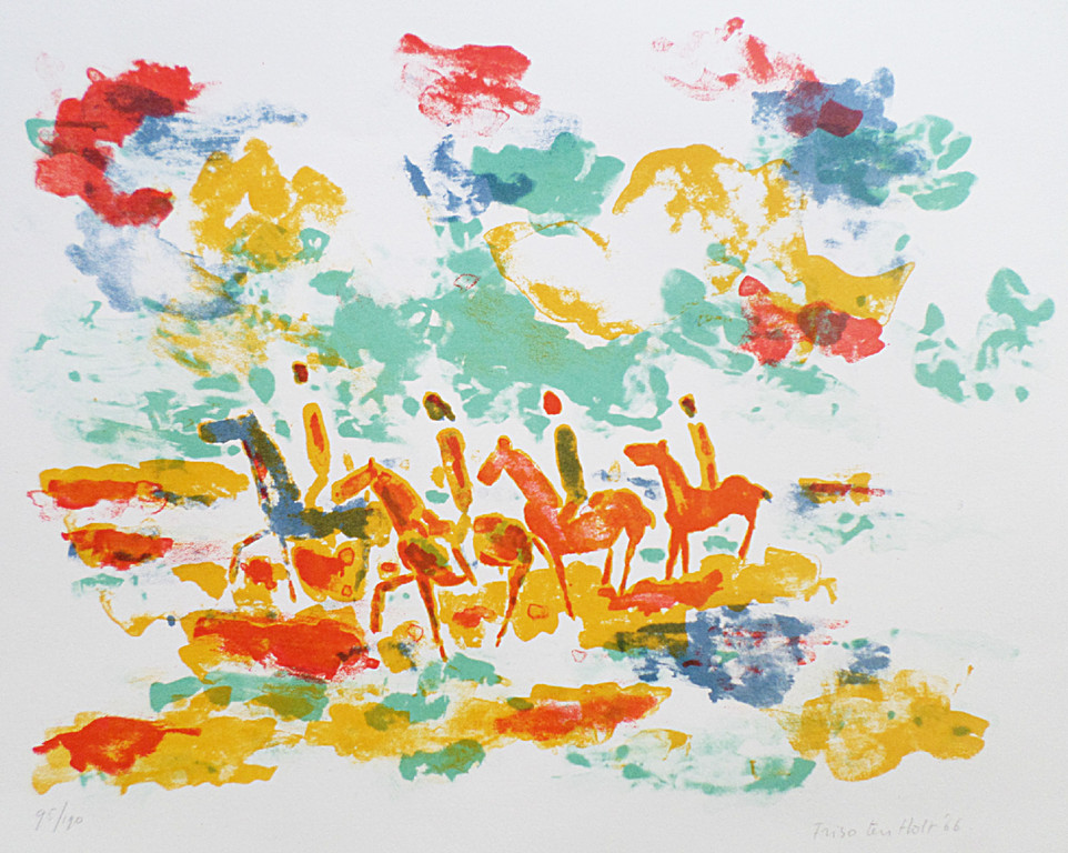 Friso ten Holt - Ruiters in landschap, litho kopen? Bied vanaf 40!