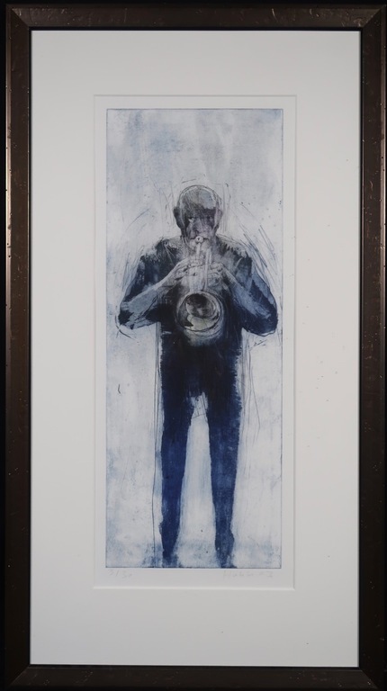 Christophe Hohler: Ets, Le Trompetiste - Ingelijst verkocht voor € 40!