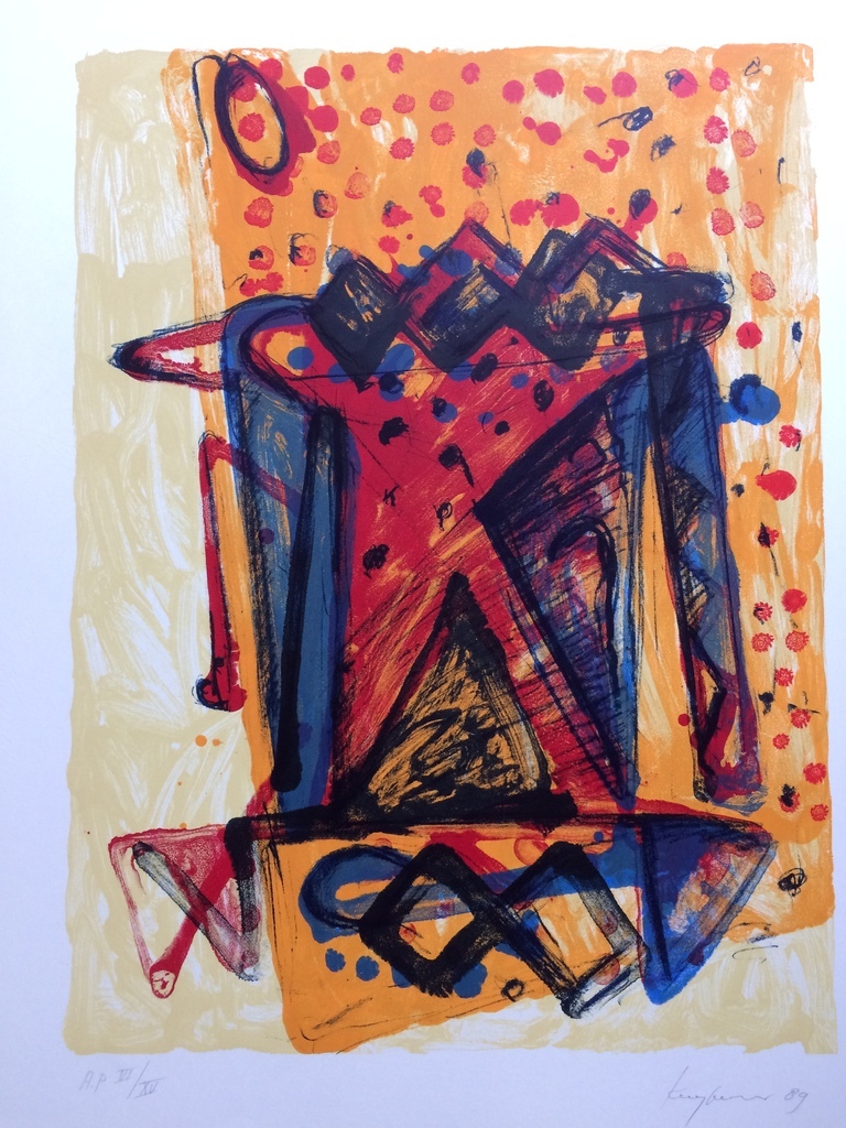 Theo Kuijpers, zonder titel, lithografie uit 1989 AP VI/XV verkocht voor € 65!