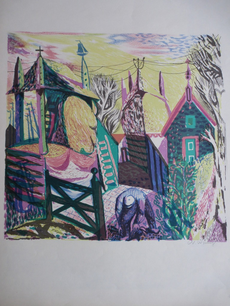 Nicolaas Wijnberg, Noord-Hollandse boerderij, Kleurenlitho verkocht voor € 35!