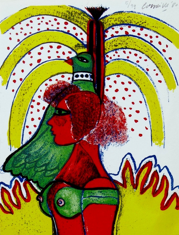 Corneille, litho: Femme et oiseaux, 1980, handgesigneerd kopen? Bied vanaf 1!