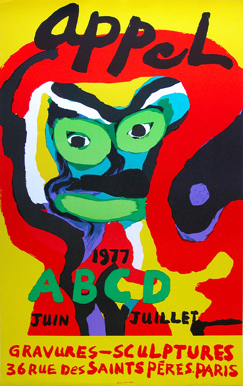 KAREL APPEL, 'ABCD', lithografisch affiche, 1977 verkocht voor € 100!