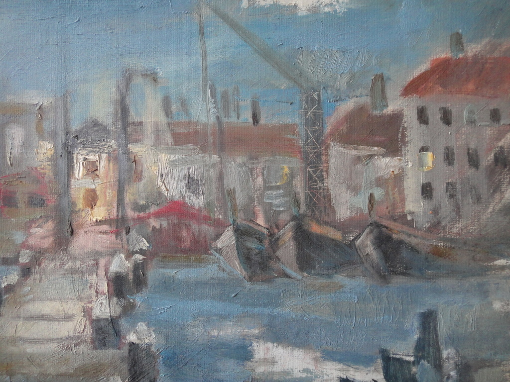 Hollandse school, olieverf op doek, havengezicht kopen? Bied vanaf 1!