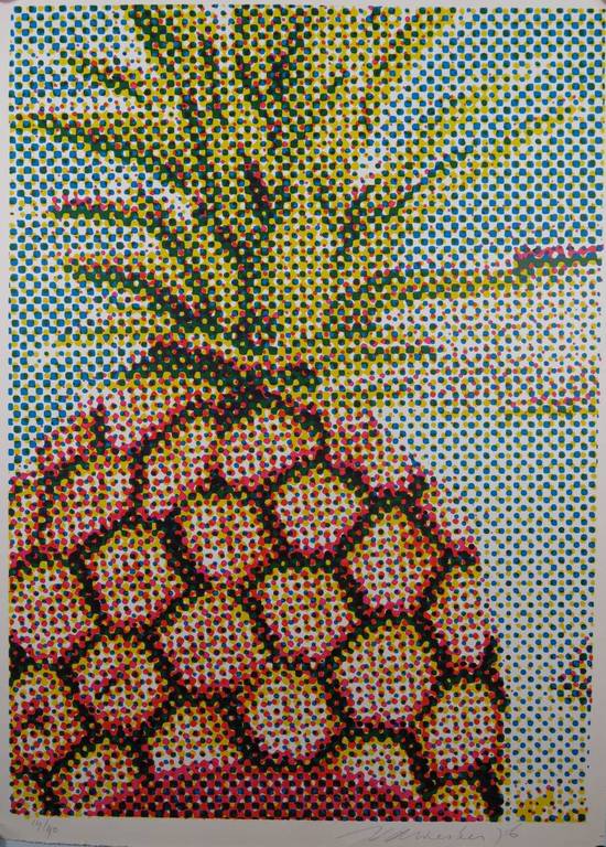 Onbekend gesigneerd: Zeefdruk, Ananas kopen? Bied vanaf 50!