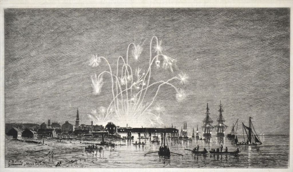 Auguste Ballin: Ets/aquatint. Vuurwerk boven Gravesend kopen? Bied vanaf 35!