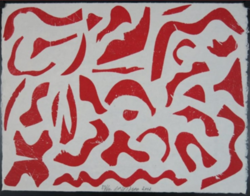 Carel Visser: Houtdruk op Japans papier, Rood verkocht voor € 80!