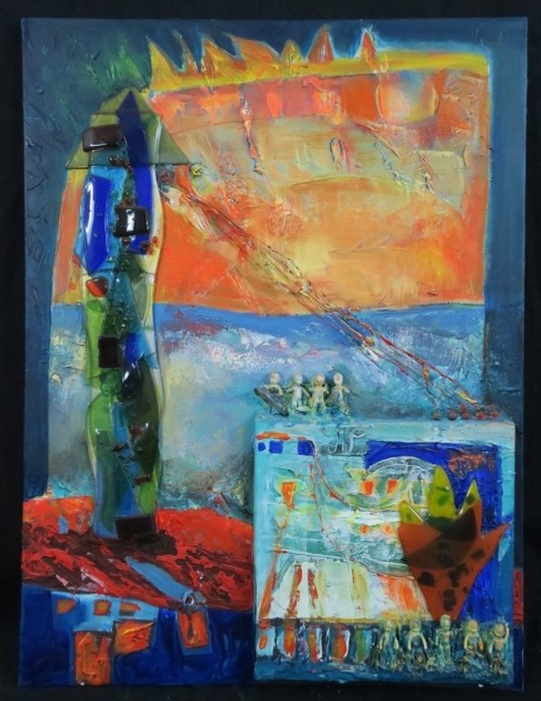 Franca Muller Jabusch: Gemengde techniek en olieverf op twee doeken, Z.T. verkocht voor € 70!