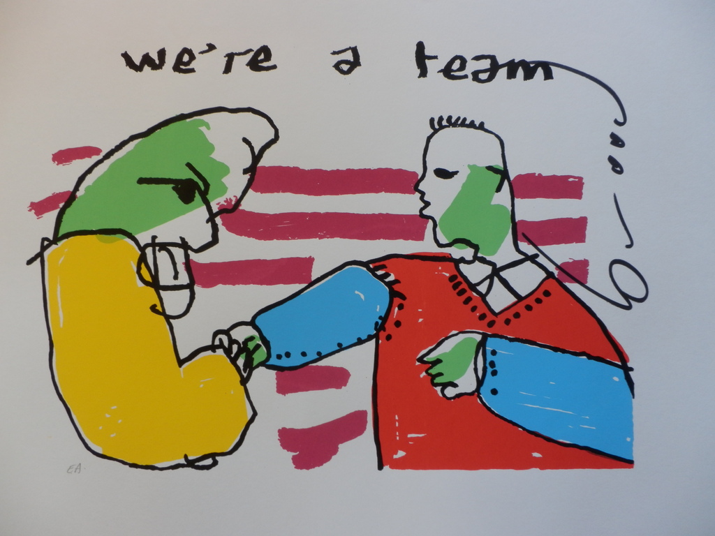 HERMAN BROOD  HANDGESIGNEERDE En Gelimiteerde ZEEFDRUK  WE,RE A TEAM! verkocht voor € 100!