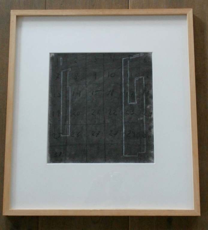 Thomas Ankum - pastel en zwart krijt op papier - 2 ingelijste abstracte werken kopen? Bied vanaf 275!