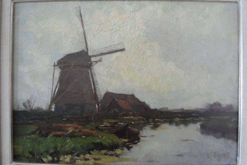 Frits Hubeek, Koenemolen Amstelveen 1917, olieverf op doek, 35 x 45, ro gesign verkocht voor € 275!