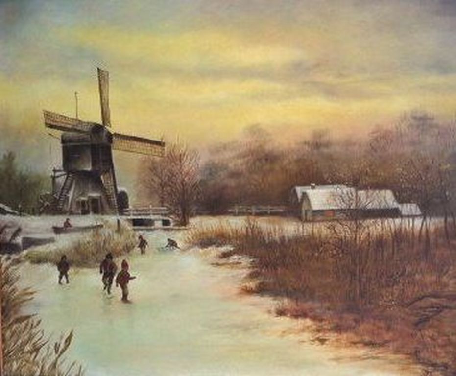Piet Peters (1889-1950)-Winterlandschap-Gesign- Olieverf op doek-IN FRAAIE LIJST kopen? Bied vanaf 1!