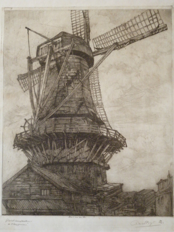 Aart Bijl - ets - Houtzaagmolen "de Vlaggeman" kopen? Bied vanaf 35!