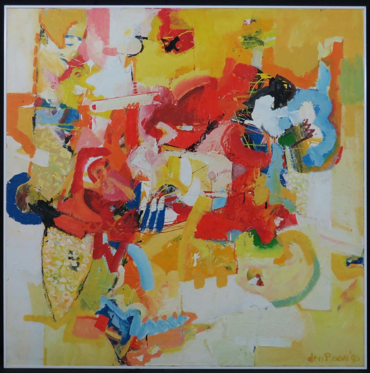 Theo den Boon: Acryl op doek, Compositie - Ingelijst (Groot) verkocht voor € 260!
