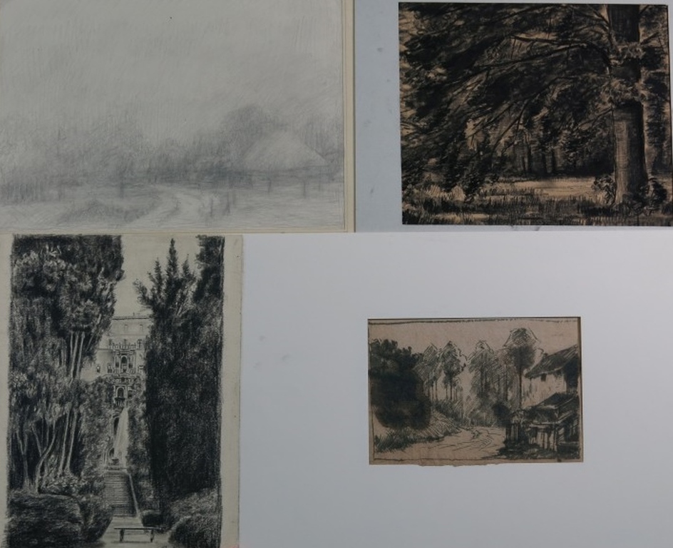 Cornelis Koning: Potloodtekening, landschap. kopen? Bied vanaf 1!