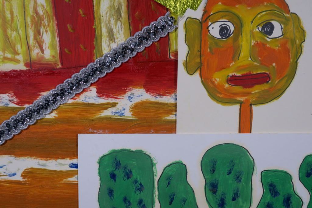 Meertje Kaal: Olieverf en collage op karton, De pauw poes - Ingelijst kopen? Bied vanaf 1!