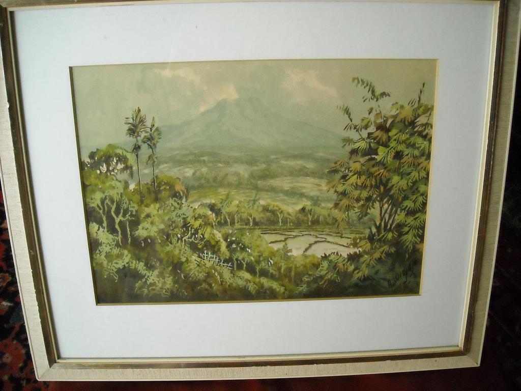 A. Widjaja, aquarel Indonesisch landschap met vulkaan kopen? Bied vanaf 50!