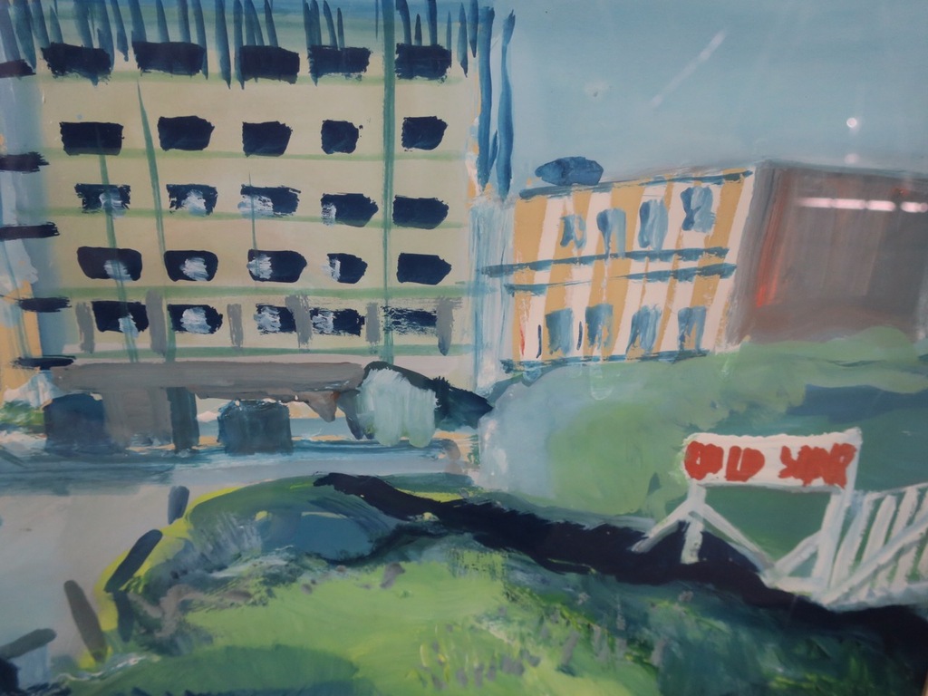 Onbekend gesigneerd: Gouache op papier, Stadsgezicht - Ingelijst kopen? Bied vanaf 1!