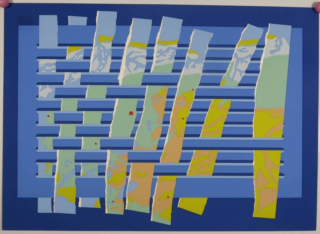 Lode Pemmelaar: Zeefdruk, Gescheurde stroken van een kaart kopen? Bied vanaf 70!