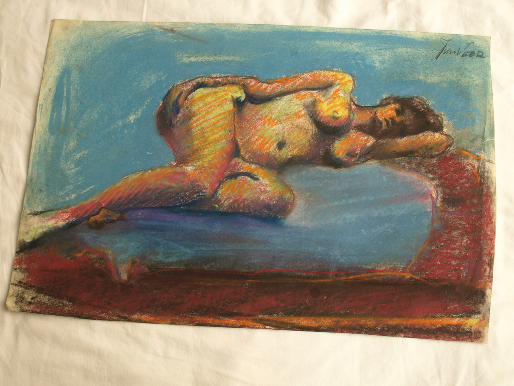 Jan van der Veer: Pastel – Naakte vrouw – gesigneerd – 38 x 58 cm kopen? Bied vanaf 1!